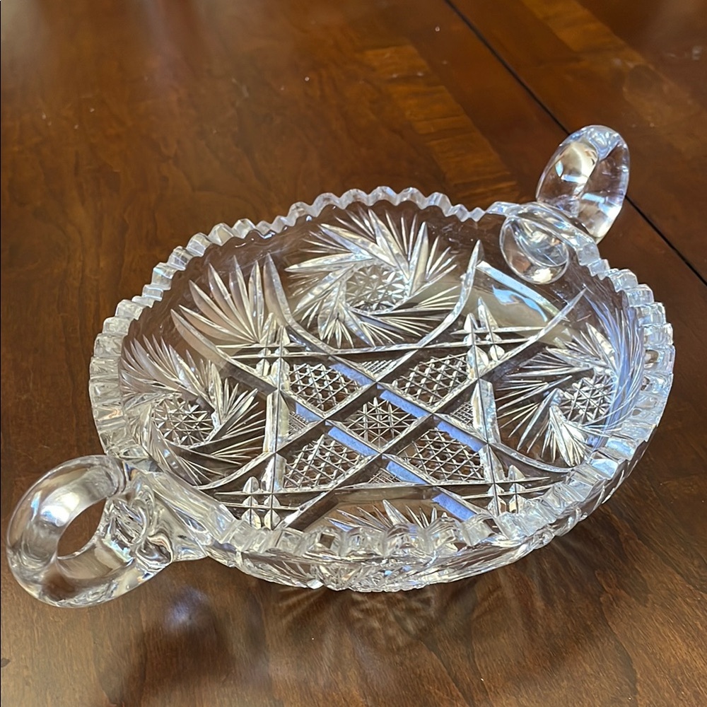 Vintage American Brilliant Elegant cut Crystal Nappy candy nuts Serving Bowl